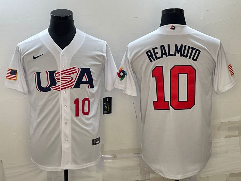 Men 2023 World Cub USA #10 Realmuto White Nike MLB Jersey19->more jerseys->MLB Jersey